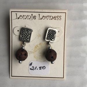 Lonnie Lovness Wood Ball & Silver Dangle Earrings